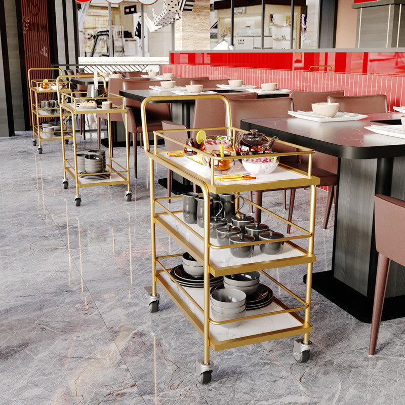 33.86"H Rolling Modern Prep Table Metal Prep Table for Home Use