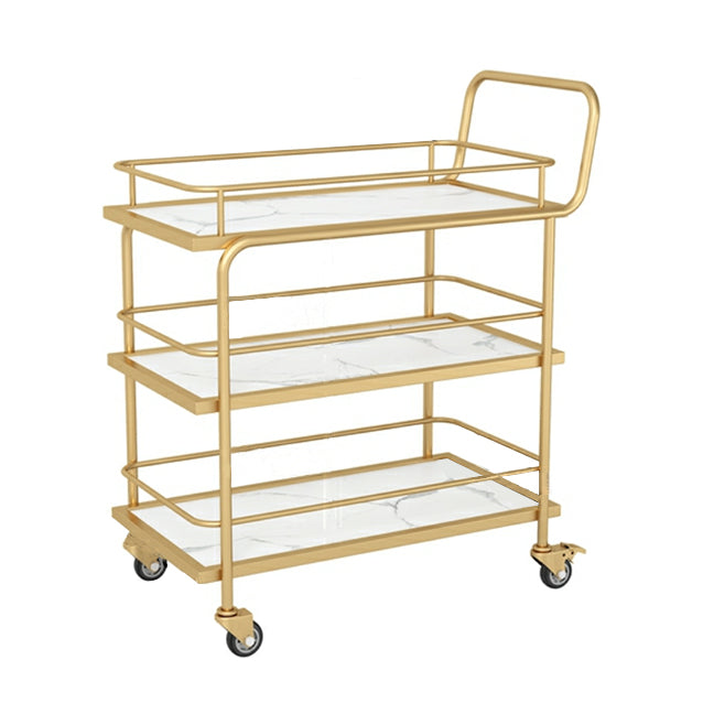 Modern 33.86"H Rolling Prep Table Rectangular Metal Prep Table for Home Use