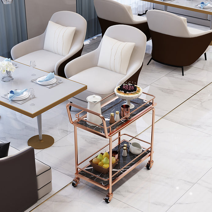 Modern 33.86"H Rolling Prep Table Rectangular Metal Prep Table for Home Use