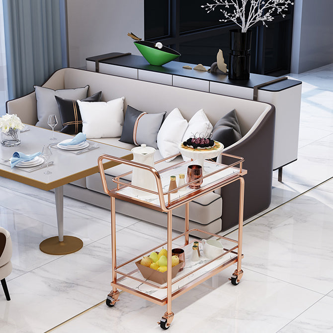 Modern 33.86"H Rolling Prep Table Rectangular Metal Prep Table for Home Use