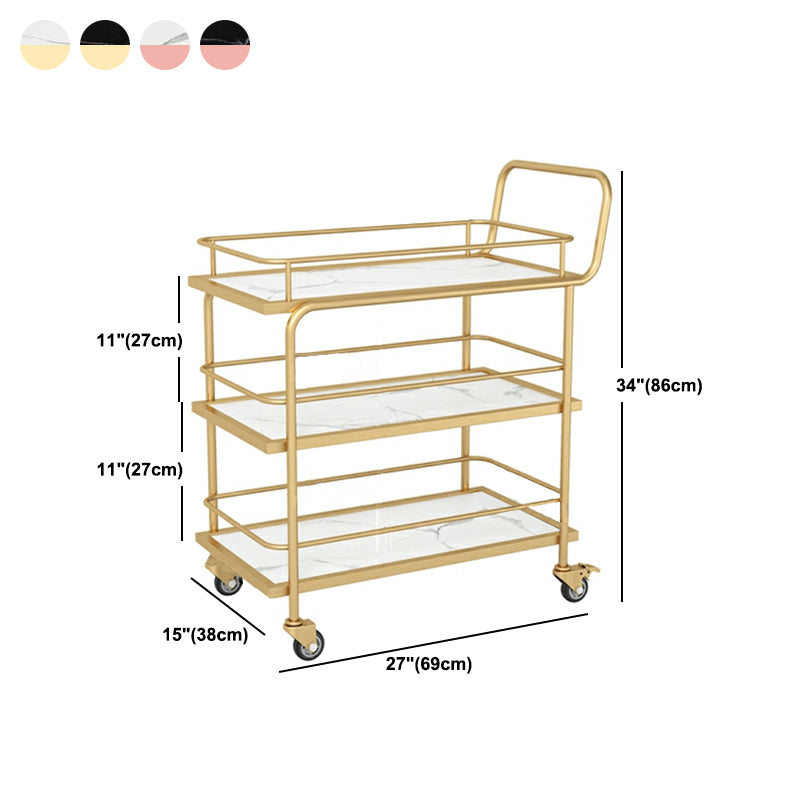 Modern 33.86"H Rolling Prep Table Rectangular Metal Prep Table for Home Use