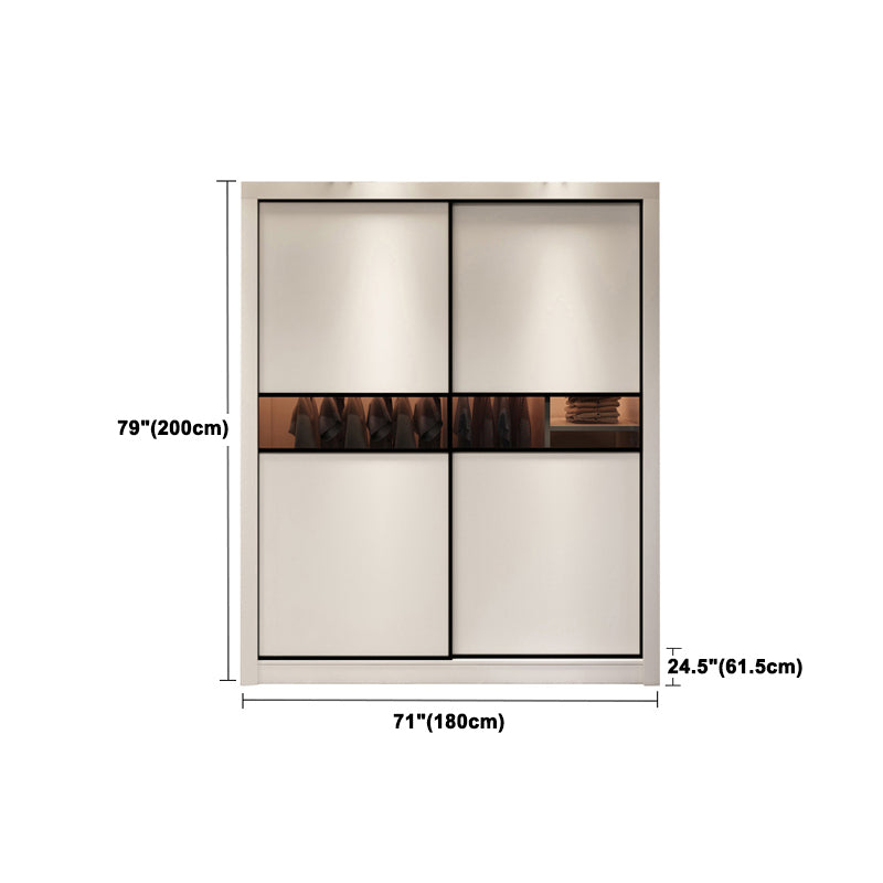 Contemporary Cabinet with Sliding Door Engineered Wood Beige Storage Cabinet
