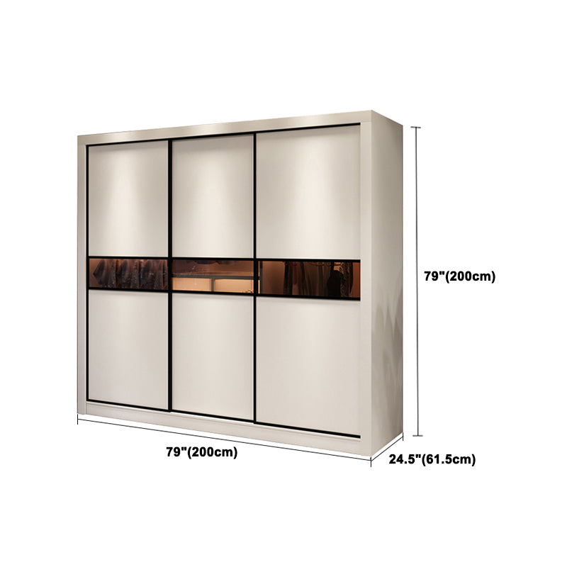 Contemporary Cabinet with Sliding Door Engineered Wood Beige Storage Cabinet
