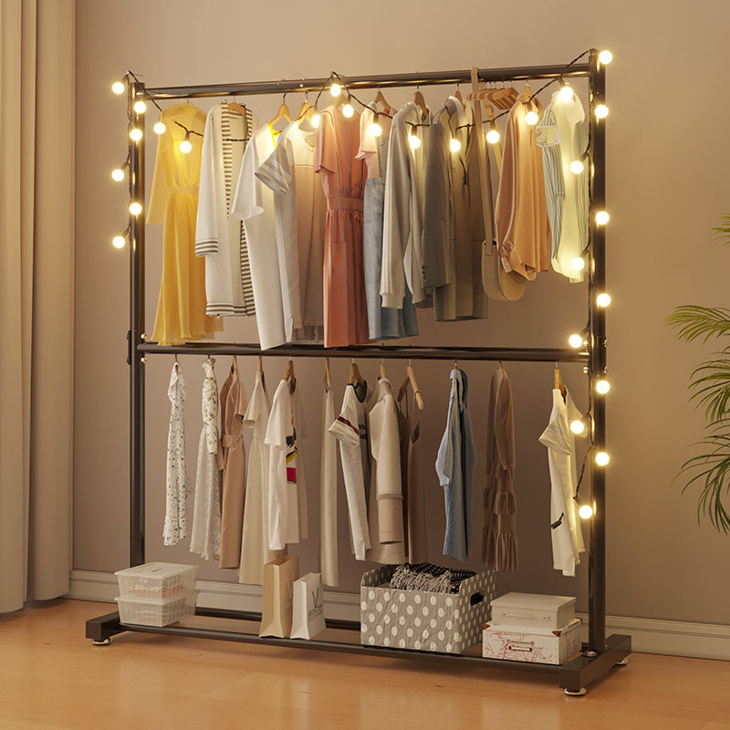 Contemporary Style Open Armoire Stainless Steel Cabinet with Clothing Rod