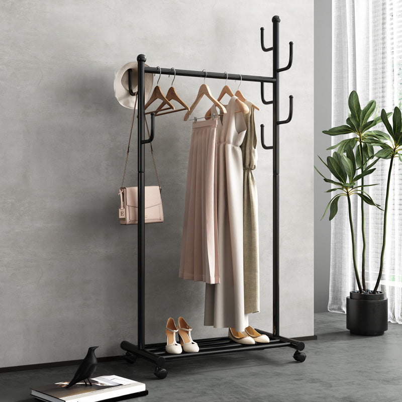 Black and White Steel Armoire Modern Style Cabinet with Clothing Rod