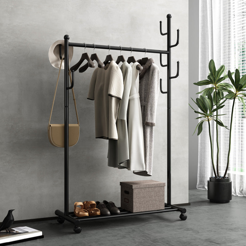 Black and White Steel Armoire Modern Style Cabinet with Clothing Rod