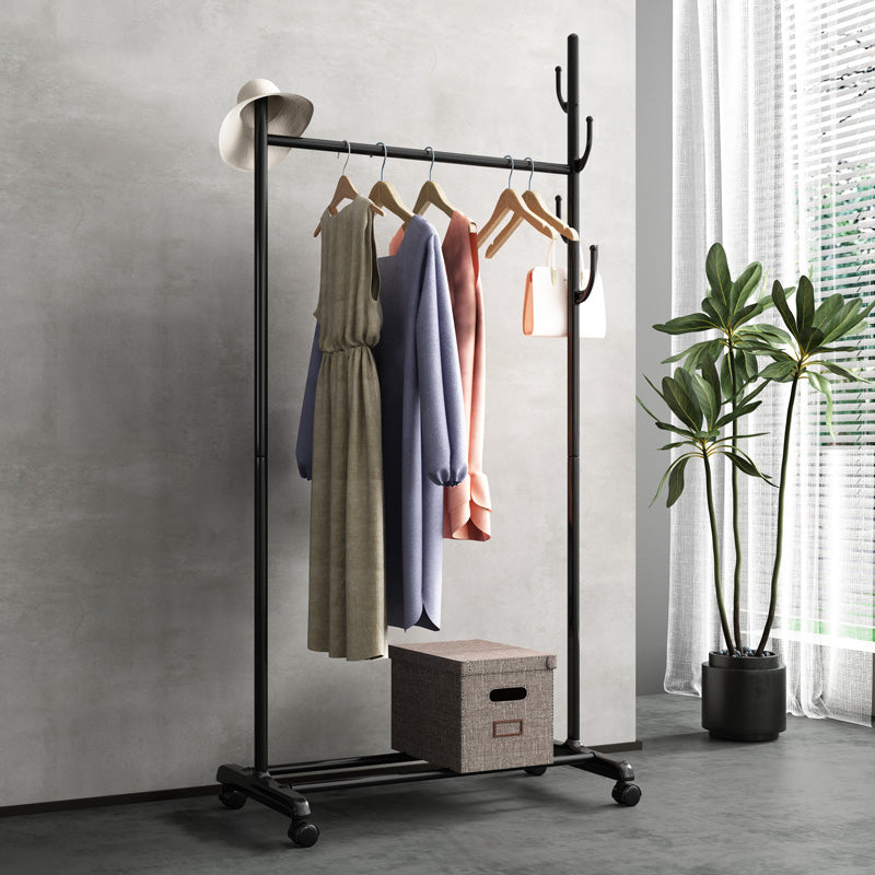 Black and White Steel Armoire Modern Style Cabinet with Clothing Rod