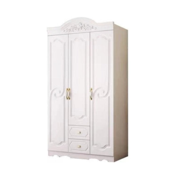 White Colour Wooden Wardrobe 2-Drawer Soft Close Door Wardrobe Closet