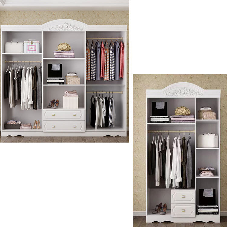 White Colour Wooden Wardrobe 2-Drawer Soft Close Door Wardrobe Closet