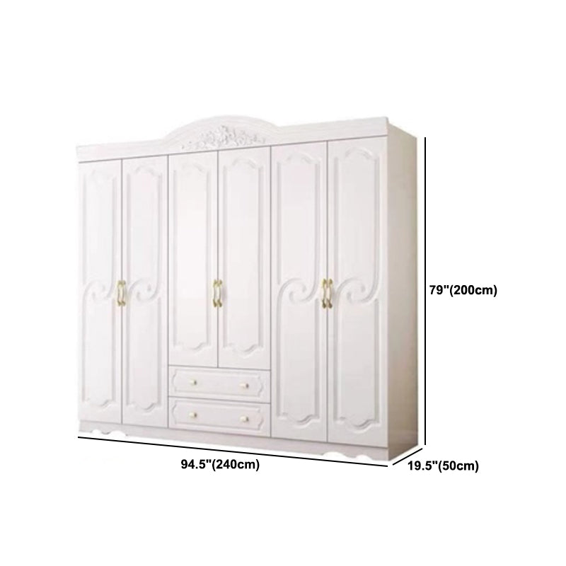 White Colour Wooden Wardrobe 2-Drawer Soft Close Door Wardrobe Closet