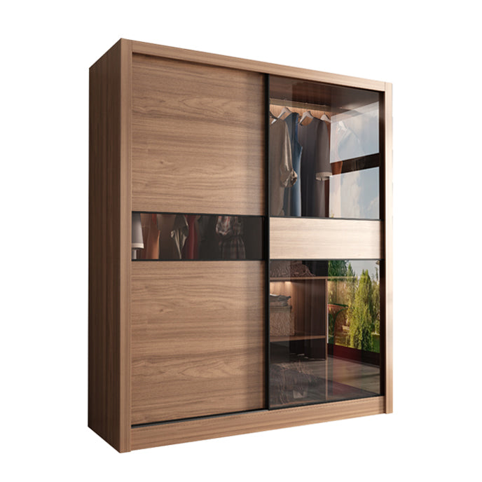 Brown Storage Cabinet Contemporary Wardrobe Armoire for Bedroom