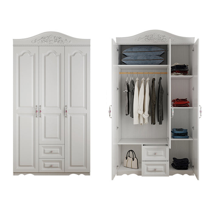 French Country White Storage Cabinet Hinged Door Cabinet with Drawers