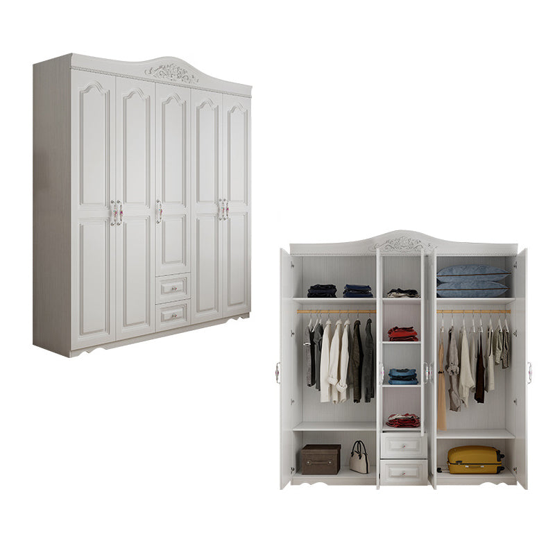 French Country White Storage Cabinet Hinged Door Cabinet with Drawers
