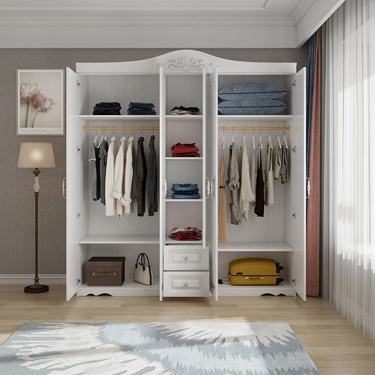 French Country White Storage Cabinet Hinged Door Cabinet with Drawers