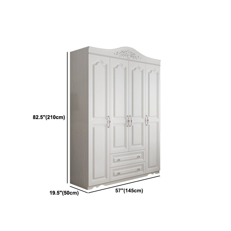 French Country White Storage Cabinet Hinged Door Cabinet with Drawers