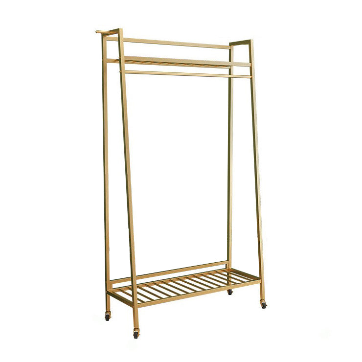 Contemporary Style Open Armoire Gold Metal Armoire with Clothing Rod