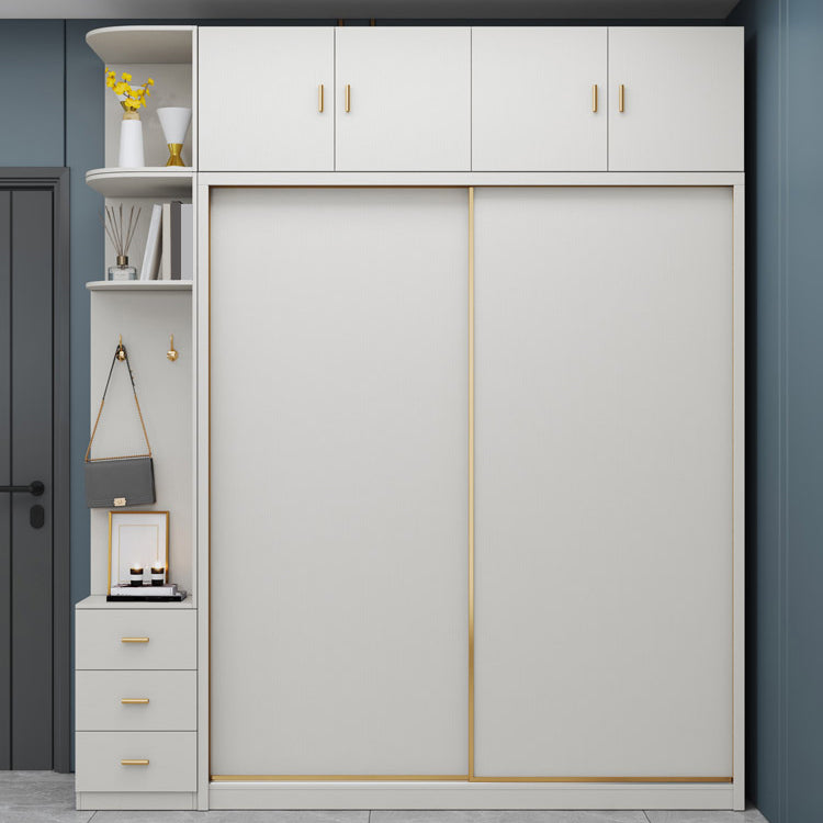 Manufactured Wood White Storage Cabinet with Sliding Door Modern Cabinet with Drawers