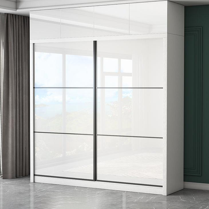 White Engineered Wood Wardrobe Closet Contemporary Storage Cabinet