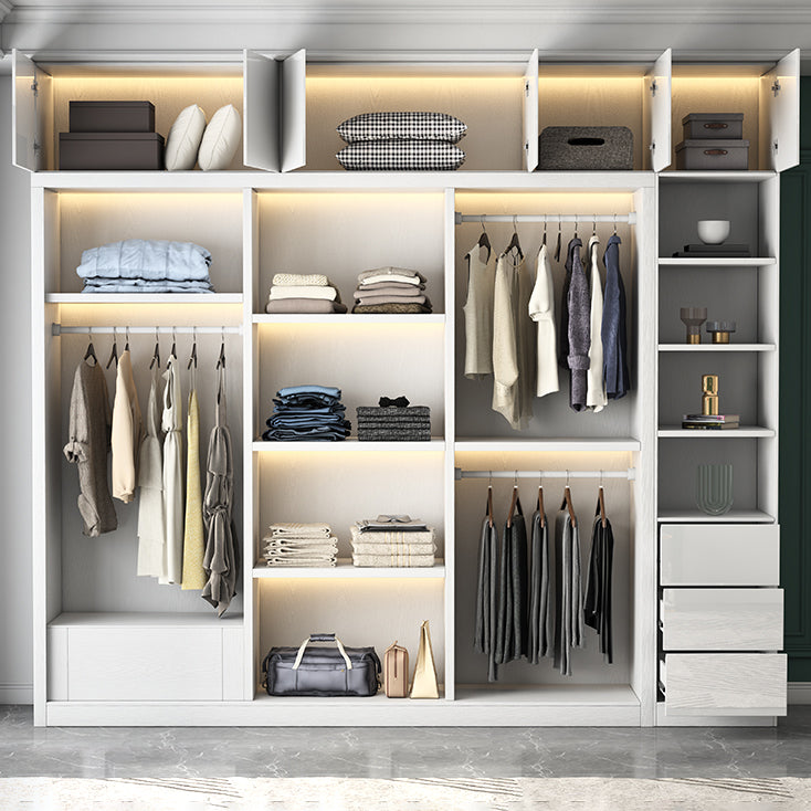 White Engineered Wood Wardrobe Closet Contemporary Storage Cabinet