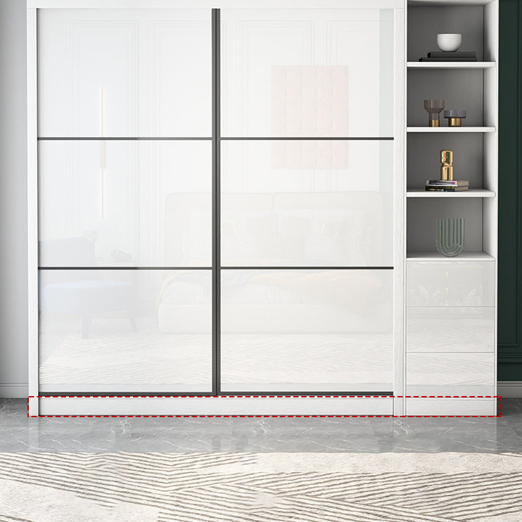 White Engineered Wood Wardrobe Closet Contemporary Storage Cabinet