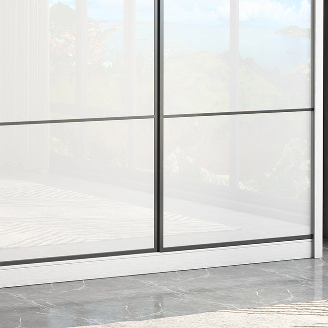 White Engineered Wood Wardrobe Closet Contemporary Storage Cabinet