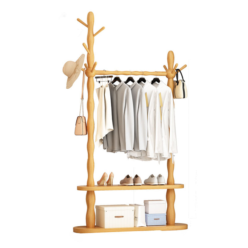 Contemporary Style Open Armoire Pine Wood Armoire with Clothing Rod