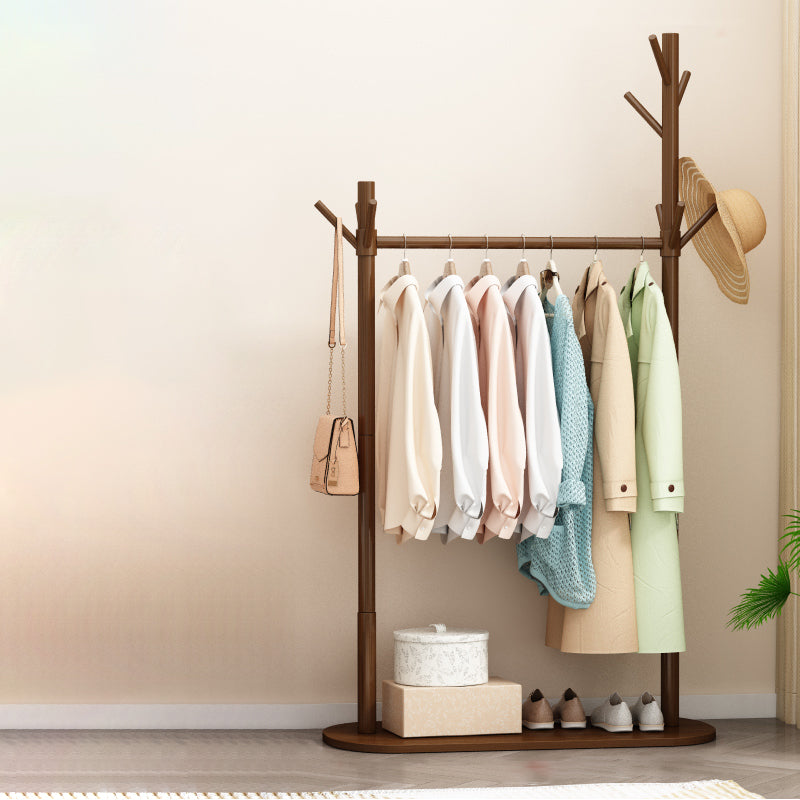 Contemporary Style Open Armoire Pine Wood Armoire with Clothing Rod