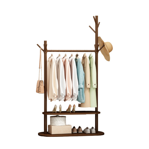 Contemporary Style Open Armoire Pine Wood Armoire with Clothing Rod