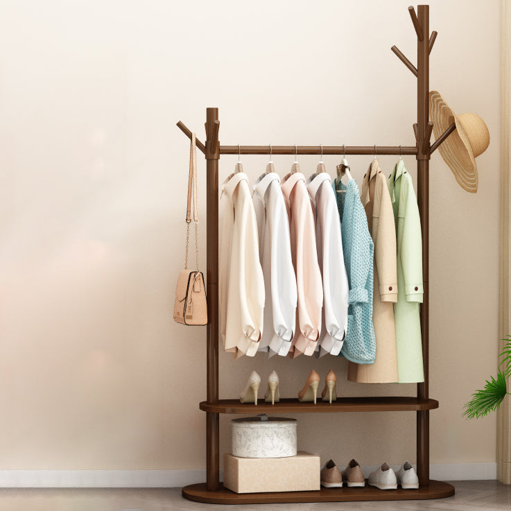 Contemporary Style Open Armoire Pine Wood Armoire with Clothing Rod