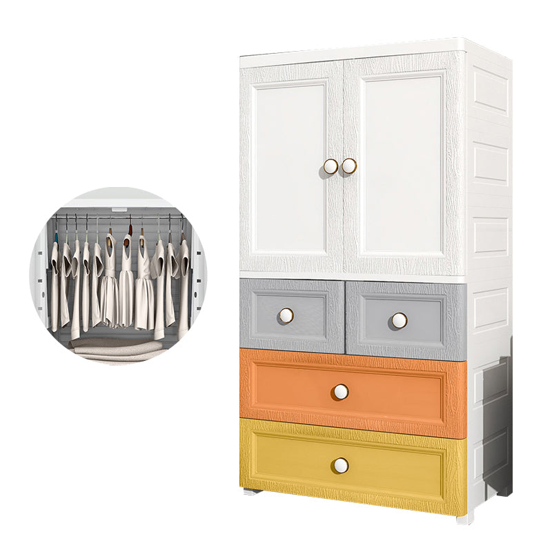Contemporary Style Wardrobe Plastic Bedroom Wardrobe Closet With Drawer