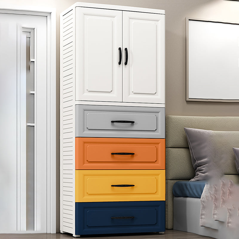 Contemporary Style Wardrobe Plastic Bedroom Wardrobe Closet With Drawer
