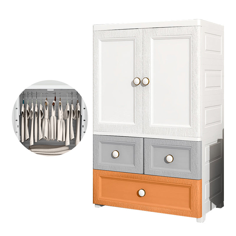 Contemporary Style Wardrobe Plastic Bedroom Wardrobe Closet With Drawer
