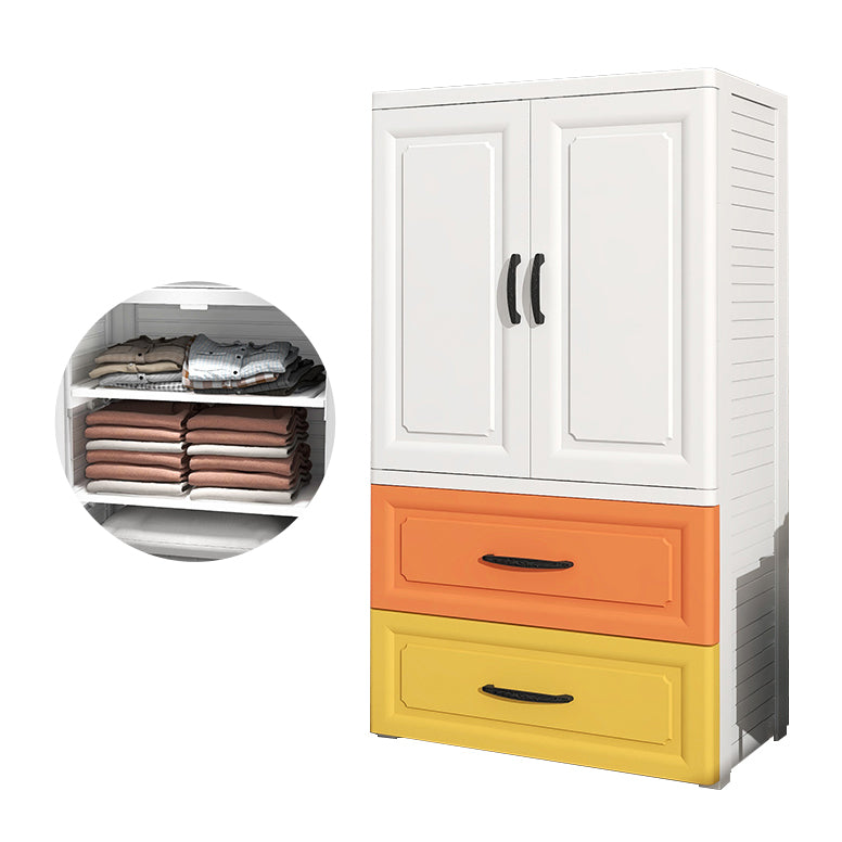 Contemporary Style Wardrobe Plastic Bedroom Wardrobe Closet With Drawer