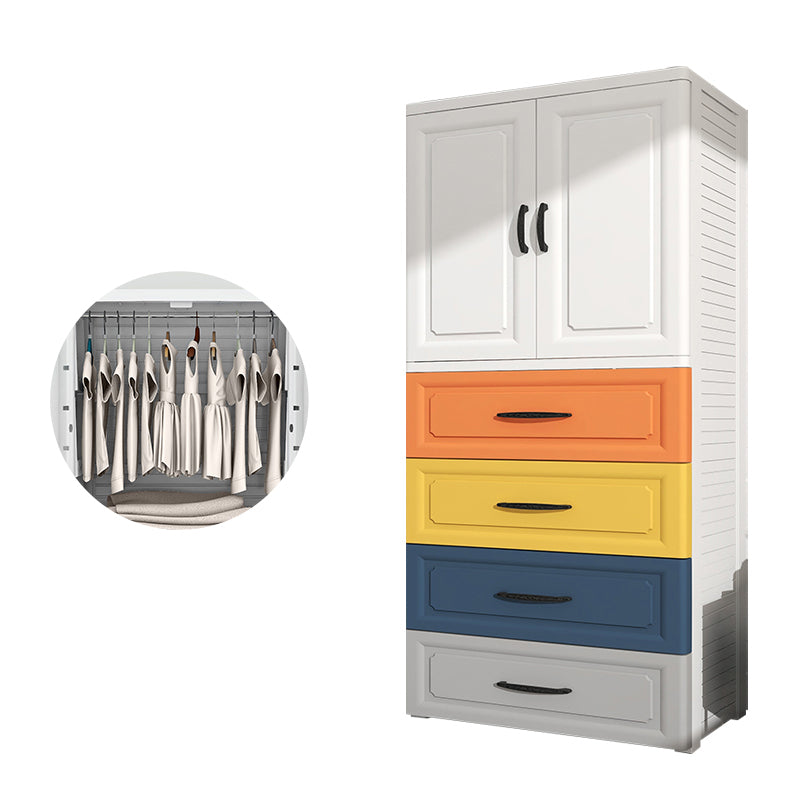 Contemporary Style Wardrobe Plastic Bedroom Wardrobe Closet With Drawer