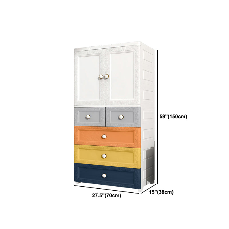 Contemporary Style Wardrobe Plastic Bedroom Wardrobe Closet With Drawer