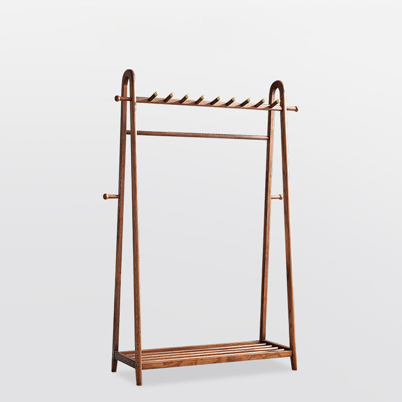 Brown Contemporary Style Armoire Ash Wood Open Armoire with Clothing Rod