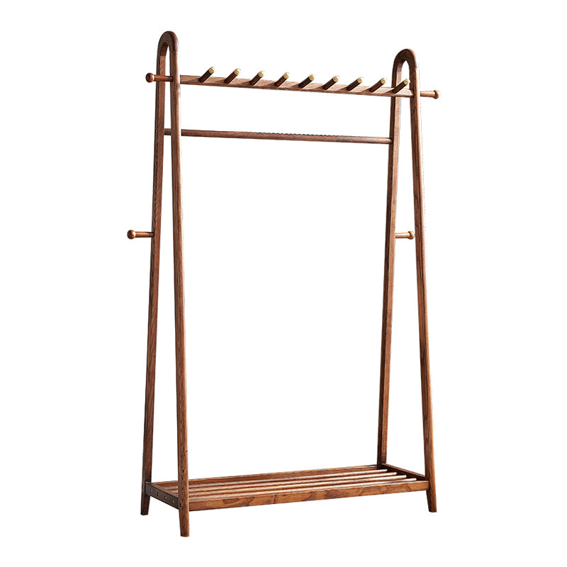 Brown Contemporary Style Armoire Ash Wood Open Armoire with Clothing Rod