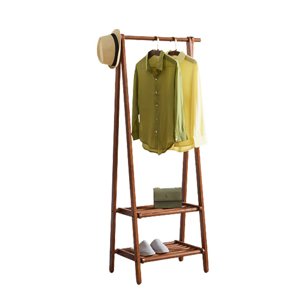 Brown Contemporary Style Armoire Ash Wood Open Armoire with Clothing Rod