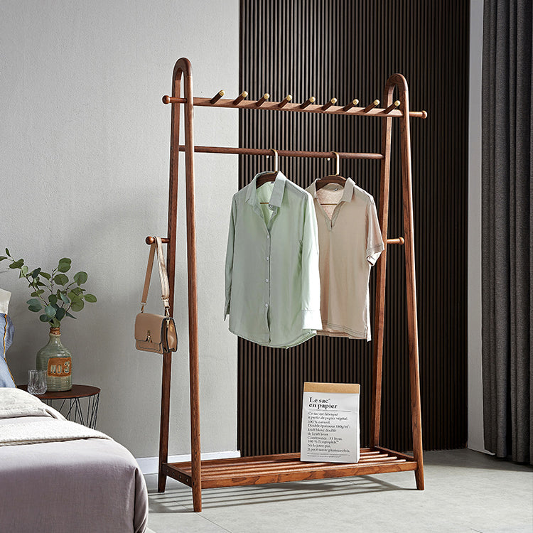 Brown Contemporary Style Armoire Ash Wood Open Armoire with Clothing Rod