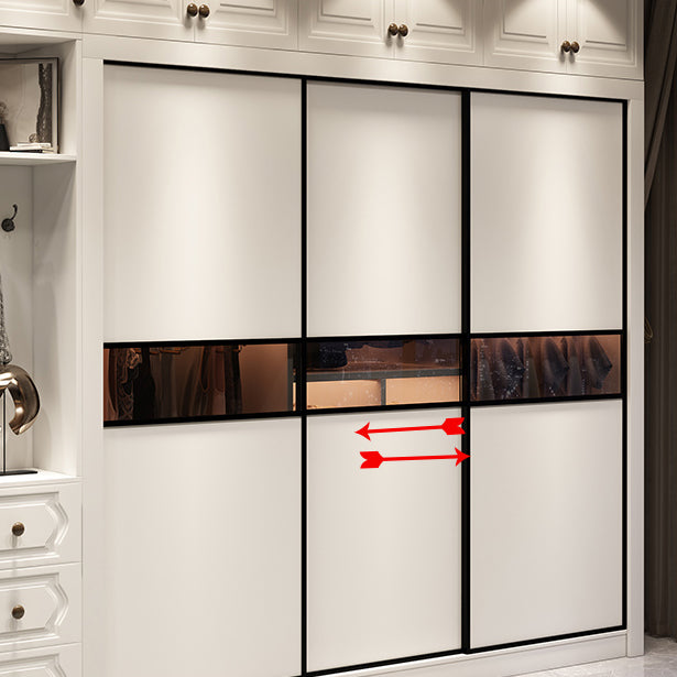 Contemporary Style Wardrobe White Colour Wooden Wardrobe Closet With Drawer