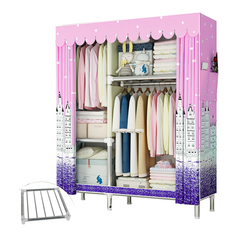 Steel Frame Wardrobe Armoire Contemporary Style Wardrobe Cabinet for Bedroom