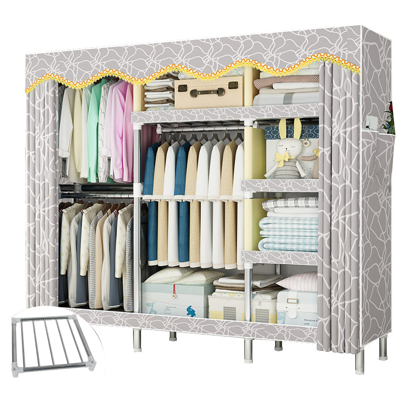 Steel Frame Wardrobe Armoire Contemporary Style Wardrobe Cabinet for Bedroom