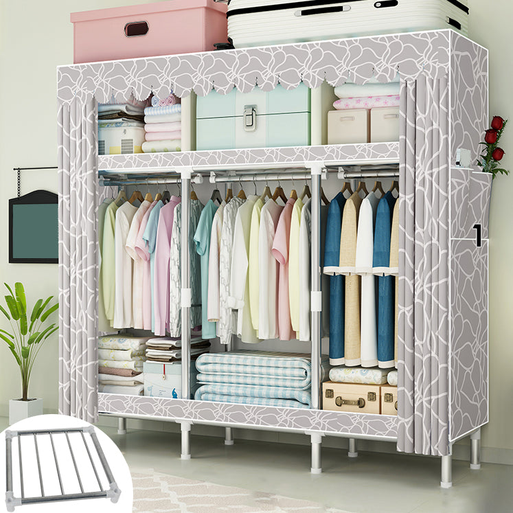 Steel Frame Wardrobe Armoire Contemporary Style Wardrobe Cabinet for Bedroom