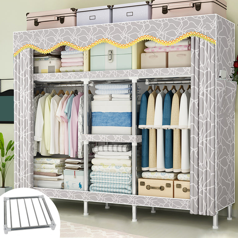 Steel Frame Wardrobe Armoire Contemporary Style Wardrobe Cabinet for Bedroom