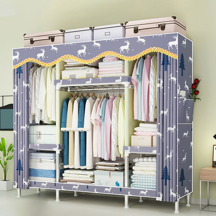 Steel Frame Wardrobe Armoire Contemporary Style Wardrobe Cabinet for Bedroom