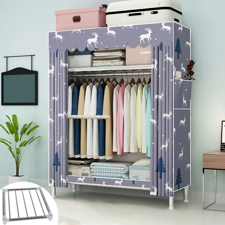 Steel Frame Wardrobe Armoire Contemporary Style Wardrobe Cabinet for Bedroom