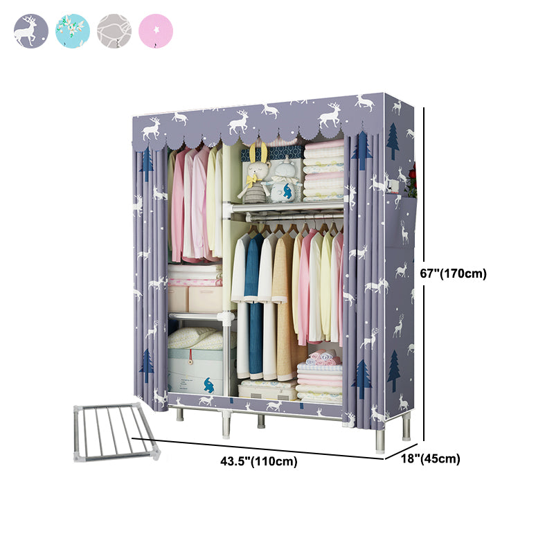 Steel Frame Wardrobe Armoire Contemporary Style Wardrobe Cabinet for Bedroom