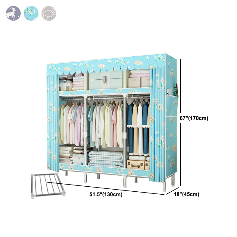 Steel Frame Wardrobe Armoire Contemporary Style Wardrobe Cabinet for Bedroom