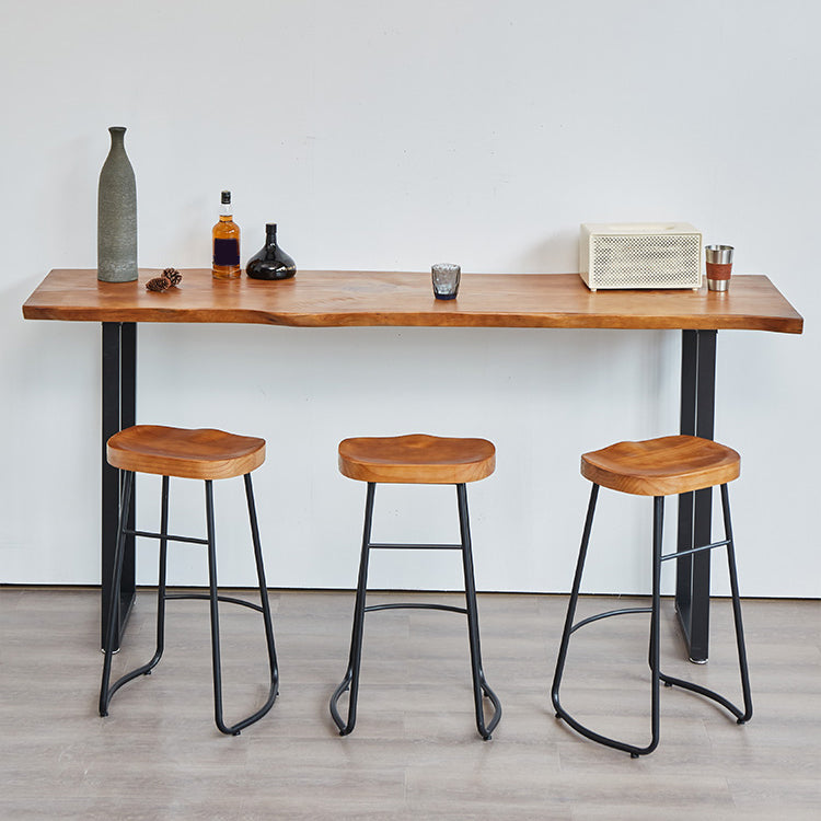 Modern Rectangle Solid Wood Bar Table Set 1/2/4/5/9 Pieces Counter Table with Stools