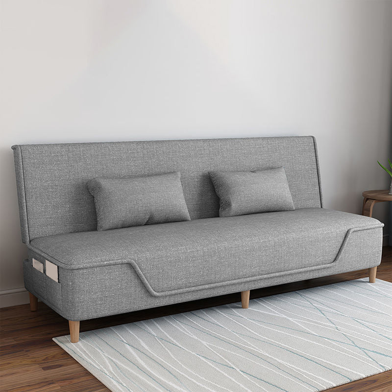Linen Blend Contemporary Armless Sofa with Storage Bag Convertible Sofa for Living Room